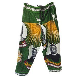 Vintage 1998 Pope John Paul II Nigeria Wax Print Dress Sz S & Pants Sz XL Set